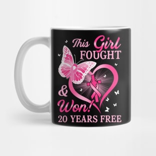 This girl fought and won Breast Cancer Survivor Tee Pink Ribbon Warrior Breast Cancer Fight Cancer Top 20 years of survivor Mug